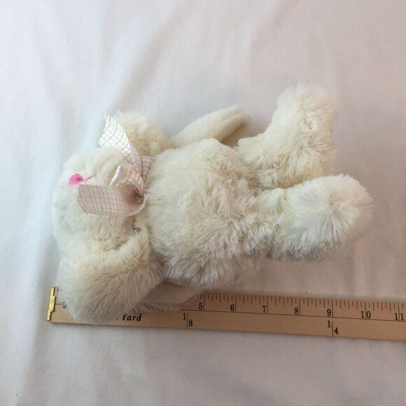 Walmart White Bunny Rabbit Plush 9" Easter Stuffed Animal Toy Pink Plaid Bow - Picture 8 of 8